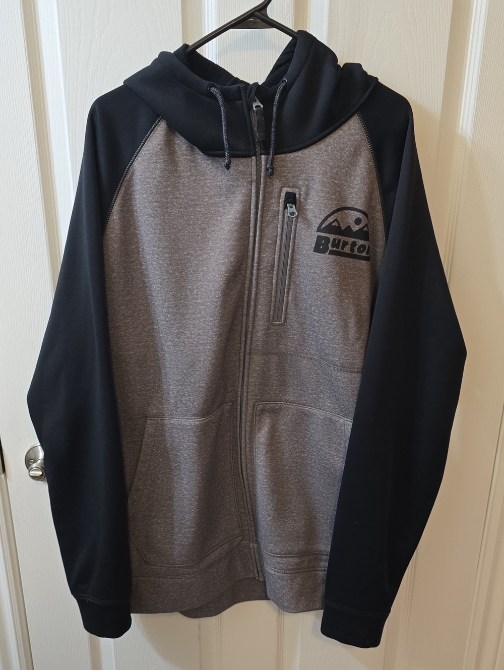 Mens XXL Burton Heather Gray and Black Full-Zip Hoodie